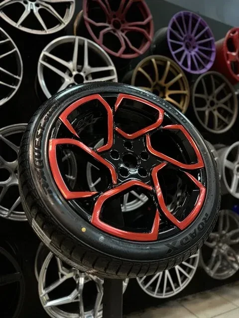 Покраска литых дисков VW Multivan в чёрный цвет
